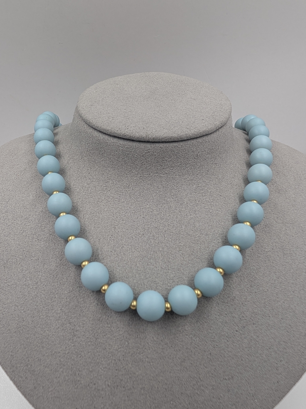 Gorjana Gold-Tone Matte Light Blue Graduated Beaded Statement Necklace 0427